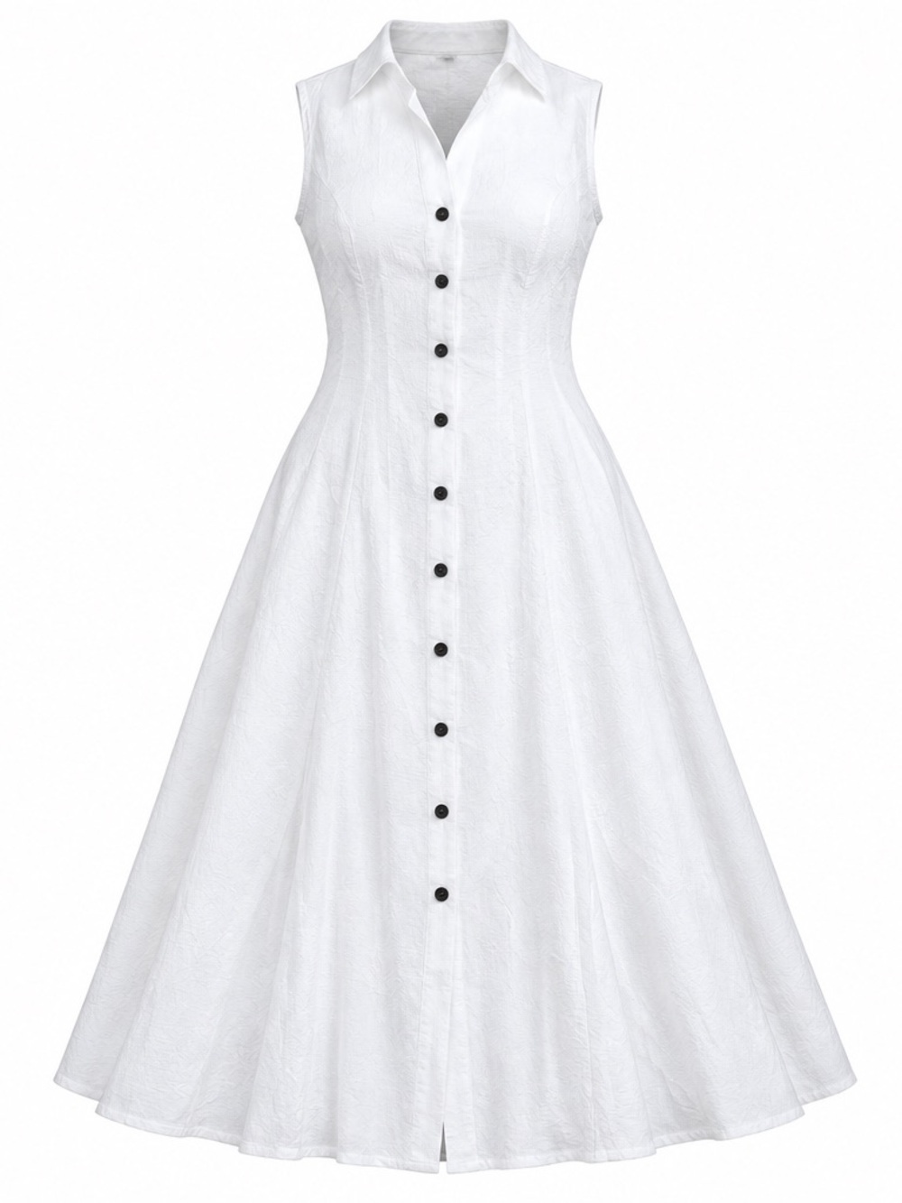Women’s Sleeveless Button-Front White Collared Dress Size XL